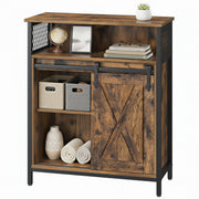 Living Room Sideboard - Farmhouse Style With Sliding Barn Door - 70x30x80cm VASAGLE