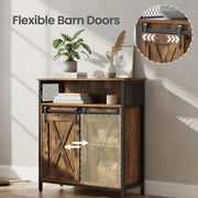 Living Room Sideboard - Farmhouse Style With Sliding Barn Door - 70x30x80cm VASAGLE