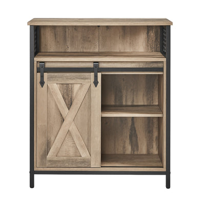 Kitchen Sideboard Cabinet - Rustic Style With Sliding Barn Door - 70x30x80cm VASAGLE