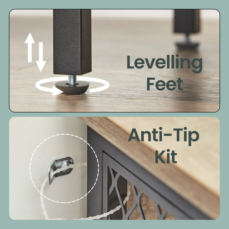 Kitchen Sideboard Cabinet - Rustic Style With Sliding Barn Door - 70x30x80cm
