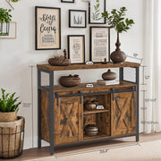 Buffet Sideboard Cabinet with Sliding Barn Doors and Adjustable Storage Shelves by Vasagle