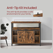 Buffet Sideboard Cabinet with Sliding Barn Doors and Adjustable Storage Shelves by Vasagle
