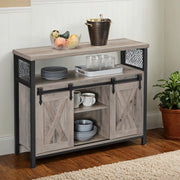 Buffet Sideboard Cabinet with Sliding Barn Doors and Adjustable Shelves by Vasagle