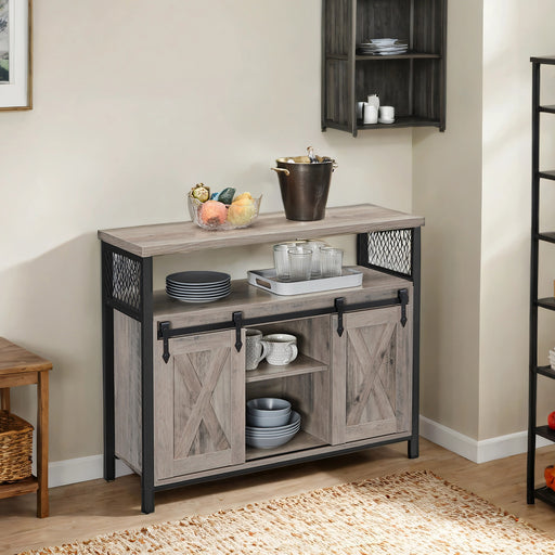 Buffet Sideboard Cabinet with Sliding Barn Doors and Adjustable Shelves by Vasagle