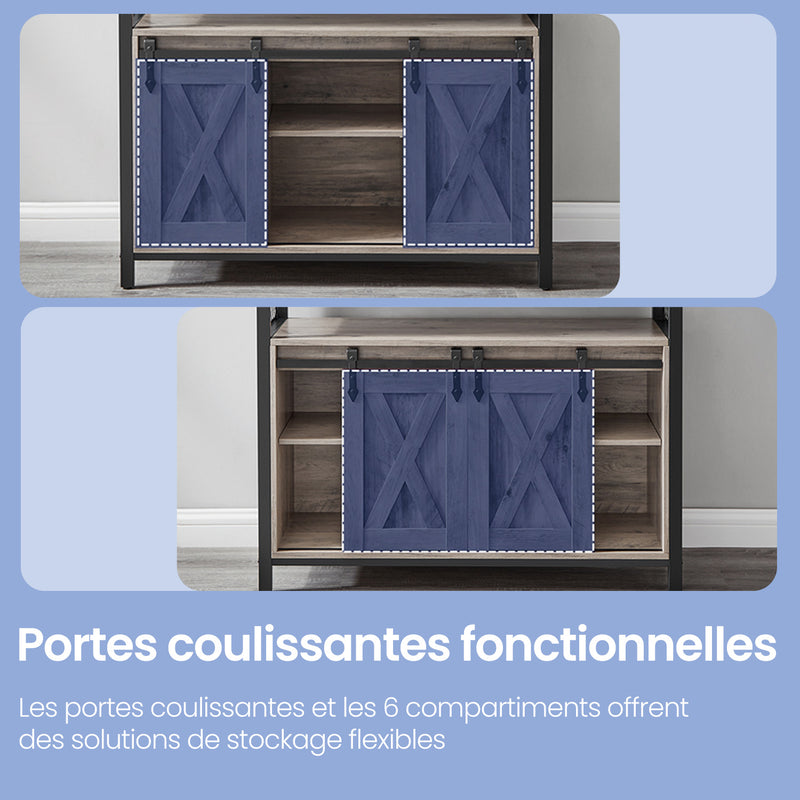 Buffet Sideboard Cabinet with Sliding Barn Doors and Adjustable Shelves by Vasagle