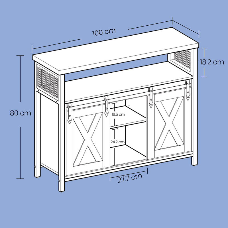 Buffet Sideboard Cabinet with Sliding Barn Doors and Adjustable Shelves by Vasagle