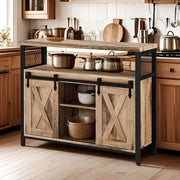Sideboard Buffet Cabinet with Sliding Barn Doors and Adjustable Storage Shelves by Vasagle