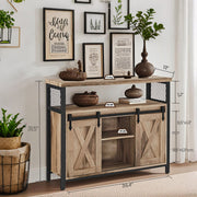 Sideboard Buffet Cabinet with Sliding Barn Doors and Adjustable Storage Shelves by Vasagle