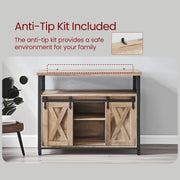 Sideboard Buffet Cabinet with Sliding Barn Doors and Adjustable Storage Shelves by Vasagle
