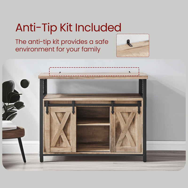 Sideboard Buffet Cabinet with Sliding Barn Doors and Adjustable Storage Shelves by Vasagle