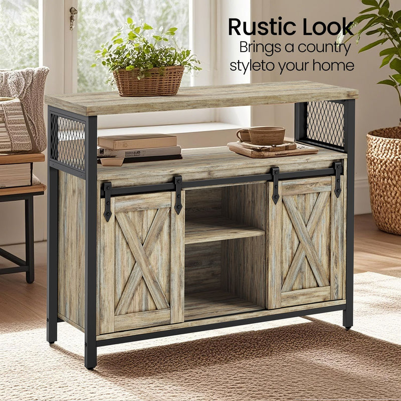 Buffet Sideboard Cabinet with Sliding Barn Doors and Adjustable Shelves by Vasagle