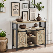 Buffet Sideboard Cabinet with Sliding Barn Doors and Adjustable Shelves by Vasagle