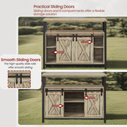 Buffet Sideboard Cabinet with Sliding Barn Doors and Adjustable Shelves by Vasagle