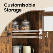 Sideboard Cabinet For Dining Room - Glass Doors and Adjustable Shelves - Industrial Style VASAGLE