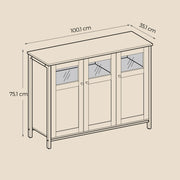 Sideboard Cabinet For Dining Room - Glass Doors and Adjustable Shelves - Industrial Style VASAGLE
