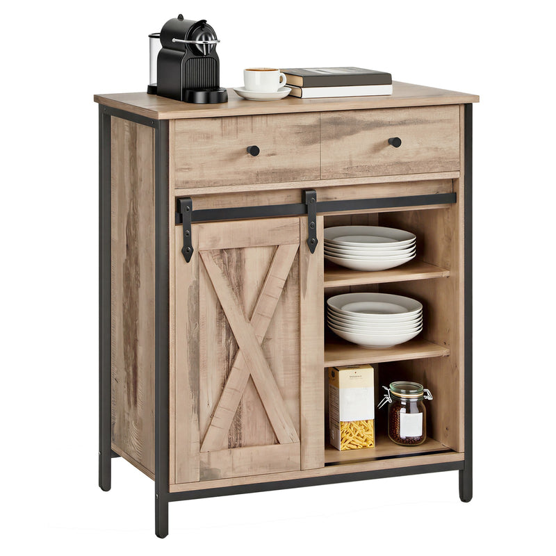 Vasagle Freestanding Storage Sideboard with Sliding Barn Door for Living Room or Hallway 70x30x80cm VASAGLE