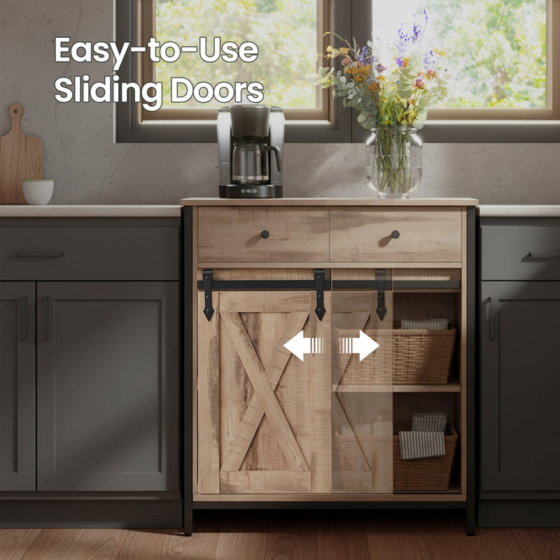 Vasagle Freestanding Storage Sideboard with Sliding Barn Door for Living Room or Hallway 70x30x80cm VASAGLE