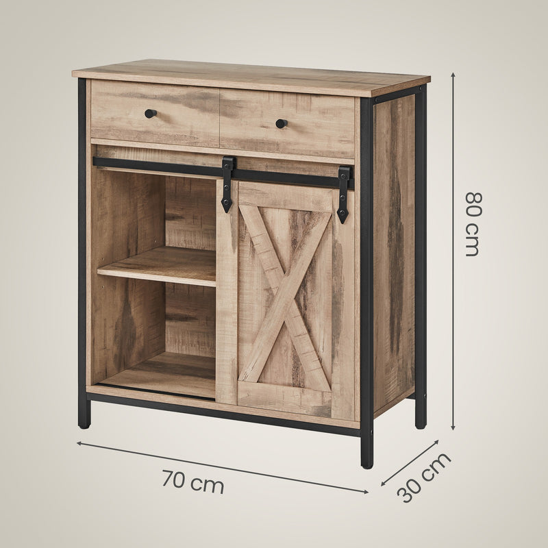 Vasagle Freestanding Storage Sideboard with Sliding Barn Door for Living Room or Hallway 70x30x80cm VASAGLE