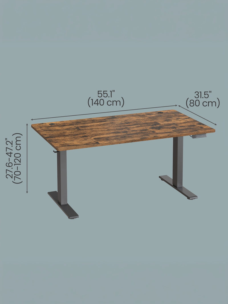 Electric Height Adjustable Standing Desk with USB C Port 140x80cm by VASAGLE VASAGLE