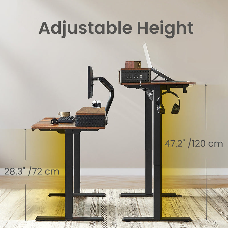 Electric Height Adjustable Standing Office Desk with Power Outlet 120x60 cm by Vasagle