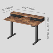 Electric Height Adjustable Standing Office Desk with Power Outlet 120x60 cm by Vasagle