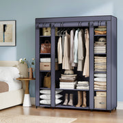 Portable Fabric Wardrobe with Clothes Rail and Dustproof Cover for Bedroom Storage by Songmics