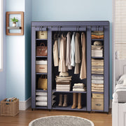Portable Fabric Wardrobe with Clothes Rail and Dustproof Cover for Bedroom Storage by Songmics