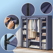 Portable Fabric Wardrobe with Clothes Rail and Dustproof Cover for Bedroom Storage by Songmics