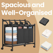 Rolling Laundry Basket with 4 Removable Sorting Bags and Wheels for Easy Transport by Songmics