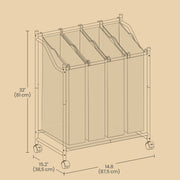 Rolling Laundry Basket with 4 Removable Sorting Bags and Wheels for Easy Transport by Songmics