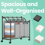 Rolling Laundry Basket with 4 Removable Bags and Wheels for Easy Sorting by Songmics