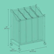 Rolling Laundry Basket with 4 Removable Bags and Wheels for Easy Sorting by Songmics