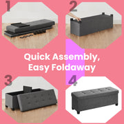 Foldable Storage Ottoman Bench with Plastic Legs and Padded Seat 110 cm by Songmics