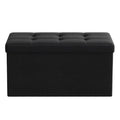 Songmics ink black foldable storage ottoman, full front view