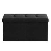 Songmics ink black foldable storage ottoman, full front view