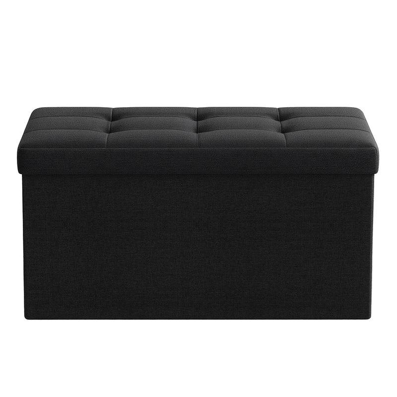 Songmics ink black foldable storage ottoman, full front view