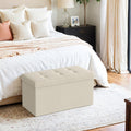 Beige Fabric Storage Ottoman Bench with Lift Top for Bedroom or Hallway 76 cm by Songmics