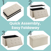 Beige Fabric Storage Ottoman Bench with Lift Top for Bedroom or Hallway 76 cm by Songmics