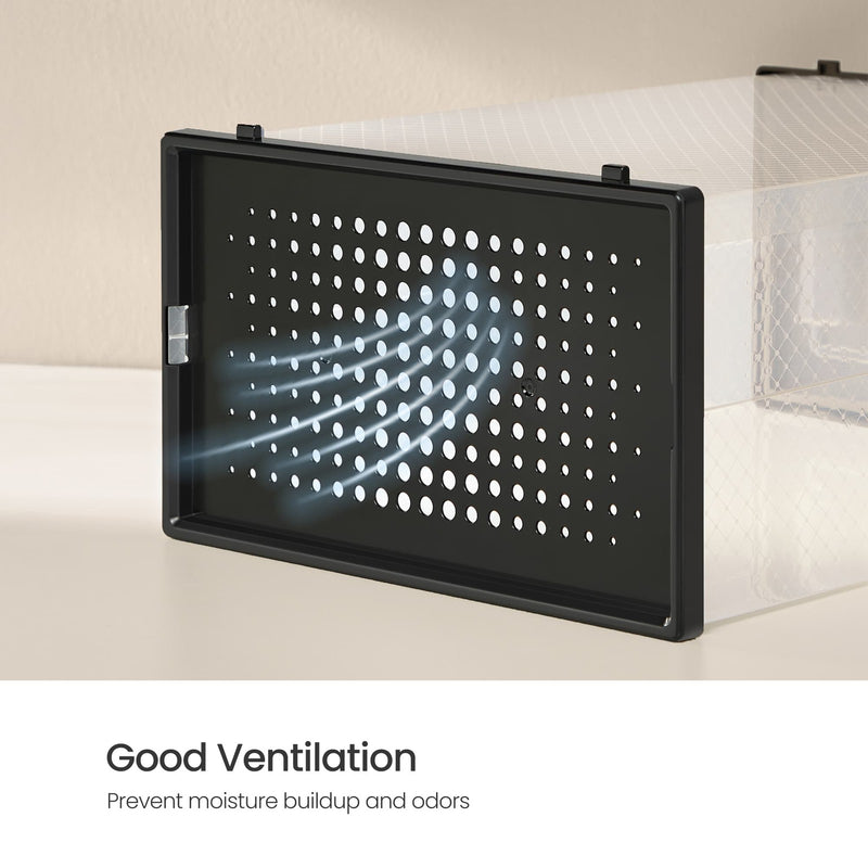 Stackable Shoe Storage Boxes Pack of 12 Clear Plastic Organisers for Trainers by Songmics
