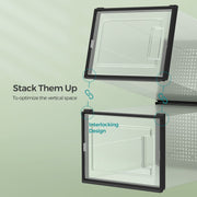 Stackable Shoe Storage Boxes Pack of 18 Clear Organisers with Front Door by Songmics