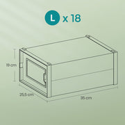 Stackable Shoe Storage Boxes Pack of 18 Clear Organisers with Front Door by Songmics