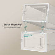 Stackable Clear Shoe Storage Boxes Pack of 8 Space Saving Organisers by Songmics