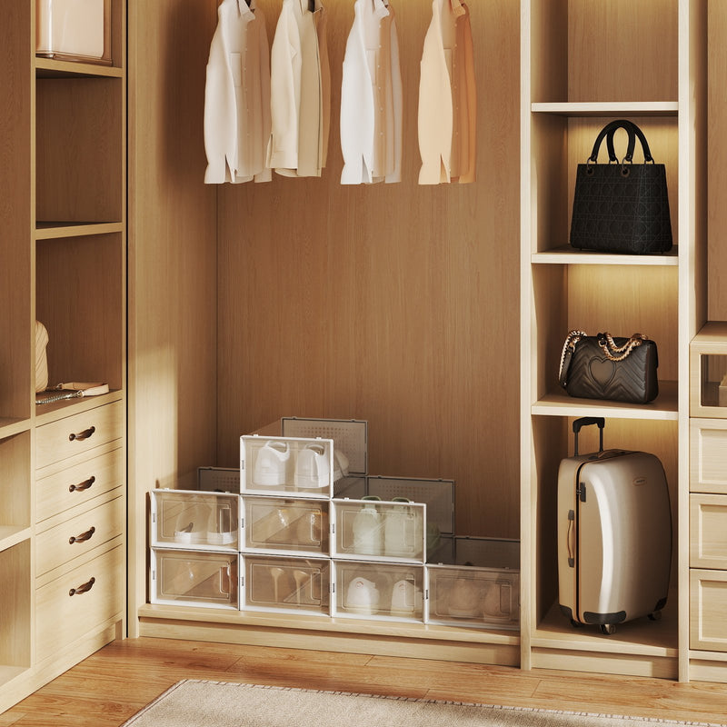 Stackable Clear Shoe Storage Boxes Pack of 8 Space Saving Organisers by Songmics