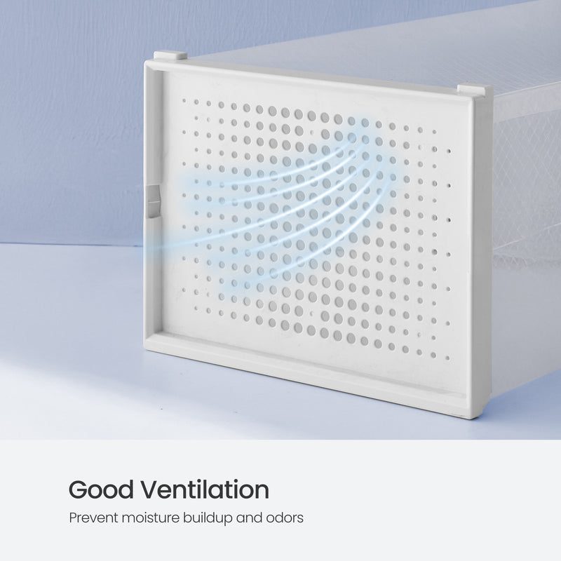 Stackable Clear Shoe Storage Boxes Pack of 12 Space Saving Plastic Organisers by Songmics