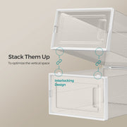 Stackable Clear Shoe Storage Boxes Pack of 12 Durable Space Saving Organisers by Songmics