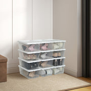 Set of 12 Clear Plastic Shoe Storage Boxes with Lids Stackable and Durable by Songmics