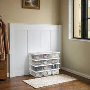 Set of 12 Clear Plastic Shoe Storage Boxes with Lids Stackable and Durable by Songmics