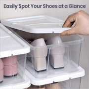 Set of 12 Clear Plastic Shoe Storage Boxes with Lids Stackable and Durable by Songmics