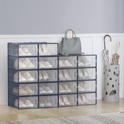 Stackable Shoe Storage Boxes Pack of 18 Clear Plastic Organisers with Front Door by Songmics