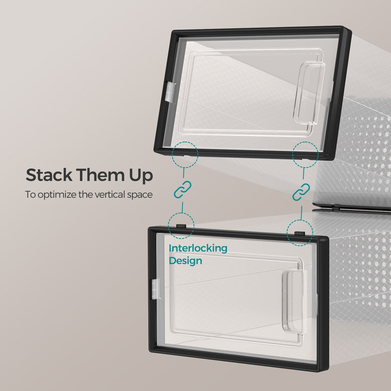Stackable Clear Shoe Storage Boxes Pack of 18 Durable Space Saving Organisers by Songmics